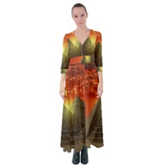 Pyramids Egypt Monument Landmark Sunrise Sunset Egyptian Button Up Maxi Dress by Proyonanggan