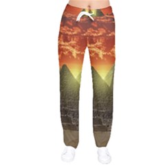 Pyramids Egypt Monument Landmark Sunrise Sunset Egyptian Women Velvet Drawstring Pants by Proyonanggan