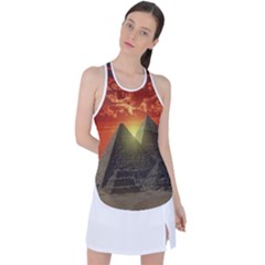 Pyramids Egypt Monument Landmark Sunrise Sunset Egyptian Racer Back Mesh Tank Top by Proyonanggan