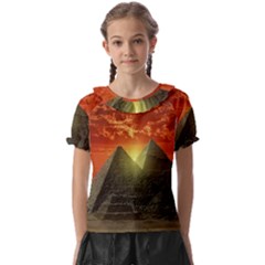 Pyramids Egypt Monument Landmark Sunrise Sunset Egyptian Kids  Frill Chiffon Blouse by Proyonanggan