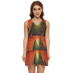 Pyramids Egypt Monument Landmark Sunrise Sunset Egyptian Tiered Sleeveless Mini Dress by Proyonanggan