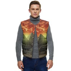 Pyramids Egypt Monument Landmark Sunrise Sunset Egyptian Men s Button Up Puffer Vest	 by Proyonanggan