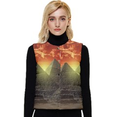 Pyramids Egypt Monument Landmark Sunrise Sunset Egyptian Women s Button Up Puffer Vest by Proyonanggan