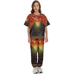 Pyramids Egypt Monument Landmark Sunrise Sunset Egyptian Kids  T-shirt And Pants Sports Set by Proyonanggan