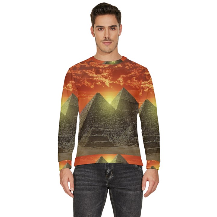 Pyramids Egypt Monument Landmark Sunrise Sunset Egyptian Men s Fleece Sweatshirt