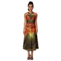 Pyramids Egypt Monument Landmark Sunrise Sunset Egyptian Sleeveless Cross Front Cocktail Midi Chiffon Dress View1