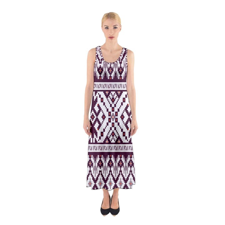 Illustration Ukrainian Folk Seamless Pattern Ornament Sleeveless Maxi Dress