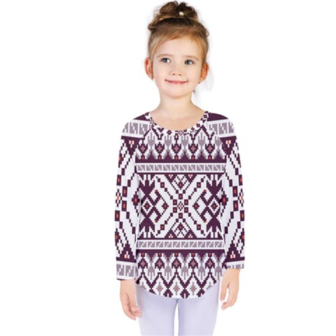 Illustration Ukrainian Folk Seamless Pattern Ornament Kids  Long Sleeve T-shirt by Proyonanggan