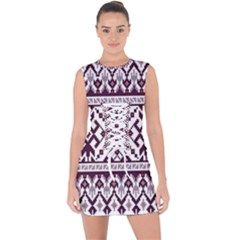 Illustration Ukrainian Folk Seamless Pattern Ornament Lace Up Front Bodycon Dress by Proyonanggan