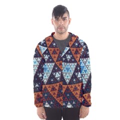 Fractal Triangle Geometric Abstract Pattern Men s Hooded Windbreaker by Cemarart