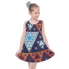 Fractal Triangle Geometric Abstract Pattern Kids  Summer Dress