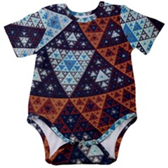 Fractal Triangle Geometric Abstract Pattern Baby Short Sleeve Bodysuit by Cemarart