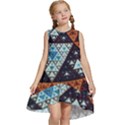 Fractal Triangle Geometric Abstract Pattern Kids  Frill Swing Dress View1