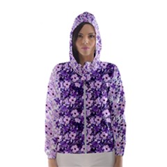 Purple Flowers 001 Purple Flowers 02 Women s Hooded Windbreaker by DinkovaArt