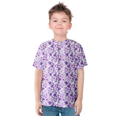 Purple Flowers 001 Kids  Cotton T-Shirt