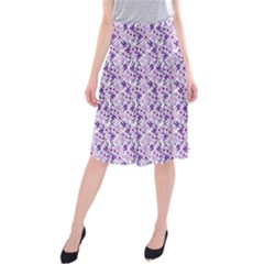 Purple Flowers 001 Midi Beach Skirt