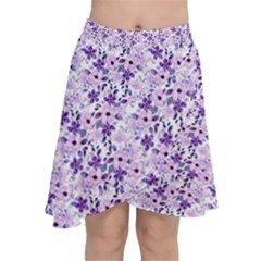 Purple Flowers 001 Chiffon Wrap Front Skirt