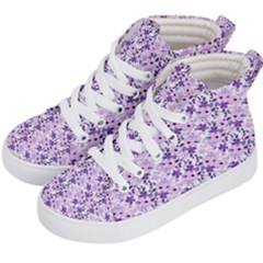 Purple Flowers 001 Kids  Hi-Top Skate Sneakers