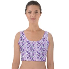 Purple Flowers 001 Velvet Crop Top