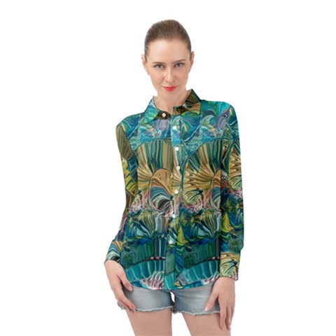 Abstract Petals Long Sleeve Chiffon Shirt by kaleidomarblingart