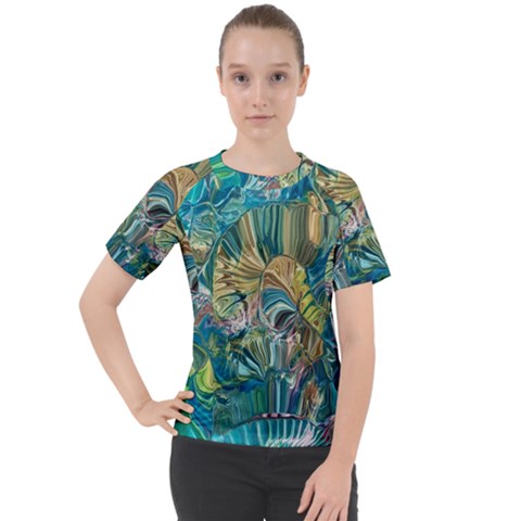 Abstract Petals Women s Sport Raglan T-shirt by kaleidomarblingart