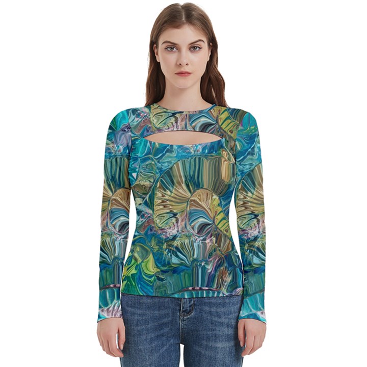 Abstract petals Women s Cut Out Long Sleeve T-Shirt