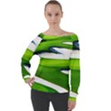 Golf Course Par Green Off Shoulder Long Sleeve Velour Top View1