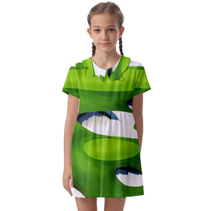 Golf Course Par Green Kids  Asymmetric Collar Dress