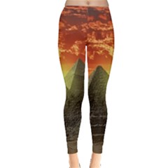 Pyramids Egypt Monument Landmark Sunrise Sunset Egyptian Everyday Leggings  by Proyonanggan