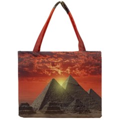 Pyramids Egypt Monument Landmark Sunrise Sunset Egyptian Mini Tote Bag by Proyonanggan