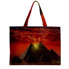 Pyramids Egypt Monument Landmark Sunrise Sunset Egyptian Zipper Mini Tote Bag by Proyonanggan