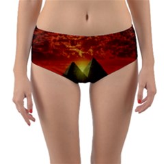 Pyramids Egypt Monument Landmark Sunrise Sunset Egyptian Reversible Mid-waist Bikini Bottoms by Proyonanggan