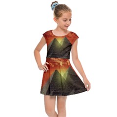 Pyramids Egypt Monument Landmark Sunrise Sunset Egyptian Kids  Cap Sleeve Dress by Proyonanggan