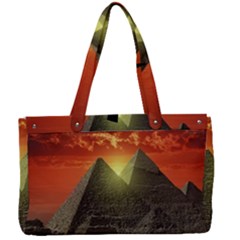 Pyramids Egypt Monument Landmark Sunrise Sunset Egyptian Canvas Work Bag by Proyonanggan