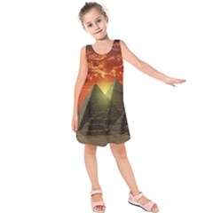 Pyramids Egypt Monument Landmark Sunrise Sunset Egyptian Kids  Sleeveless Dress by Proyonanggan