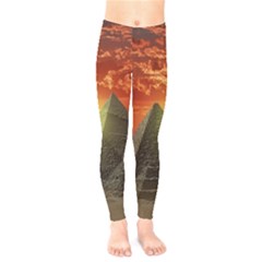 Pyramids Egypt Monument Landmark Sunrise Sunset Egyptian Kids  Leggings by Proyonanggan