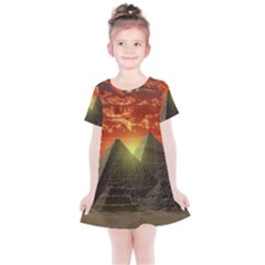 Pyramids Egypt Monument Landmark Sunrise Sunset Egyptian Kids  Simple Cotton Dress by Proyonanggan