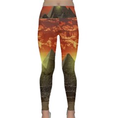 Pyramids Egypt Monument Landmark Sunrise Sunset Egyptian Lightweight Velour Classic Yoga Leggings by Proyonanggan