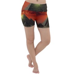 Pyramids Egypt Monument Landmark Sunrise Sunset Egyptian Lightweight Velour Yoga Shorts by Proyonanggan