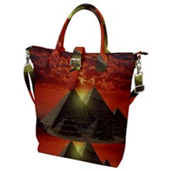 Pyramids Egypt Monument Landmark Sunrise Sunset Egyptian Buckle Top Tote Bag by Proyonanggan