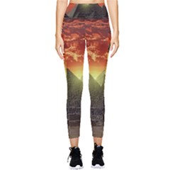 Pyramids Egypt Monument Landmark Sunrise Sunset Egyptian Pocket Leggings  by Proyonanggan