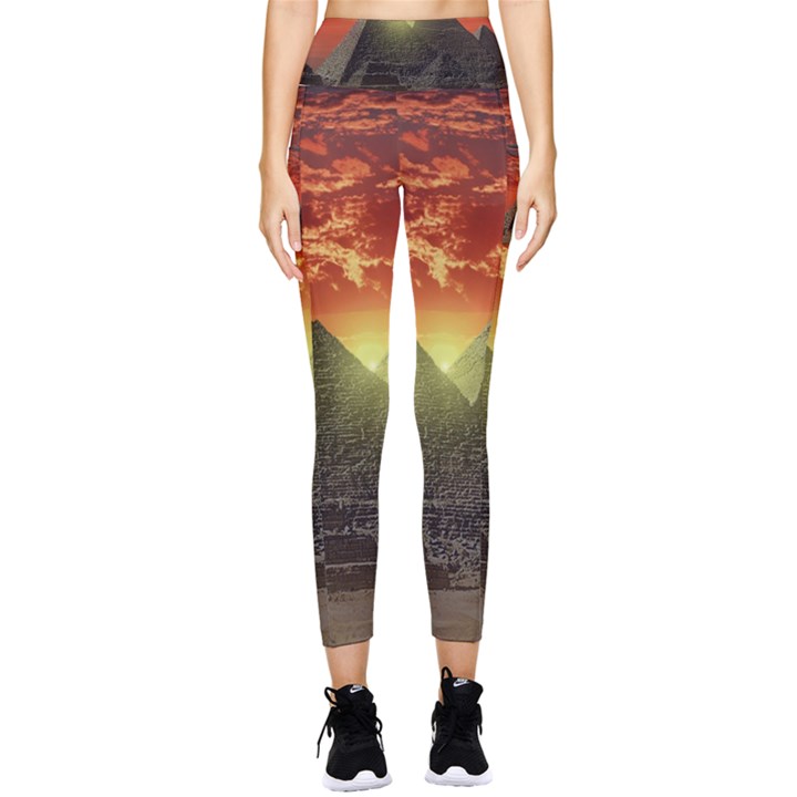 Pyramids Egypt Monument Landmark Sunrise Sunset Egyptian Pocket Leggings 