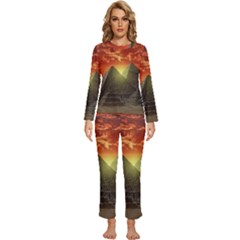 Pyramids Egypt Monument Landmark Sunrise Sunset Egyptian Womens  Long Sleeve Lightweight Pajamas Set by Proyonanggan