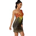 Pyramids Egypt Monument Landmark Sunrise Sunset Egyptian Long Sleeve One Shoulder Mini Dress View3