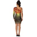 Pyramids Egypt Monument Landmark Sunrise Sunset Egyptian Long Sleeve One Shoulder Mini Dress View4