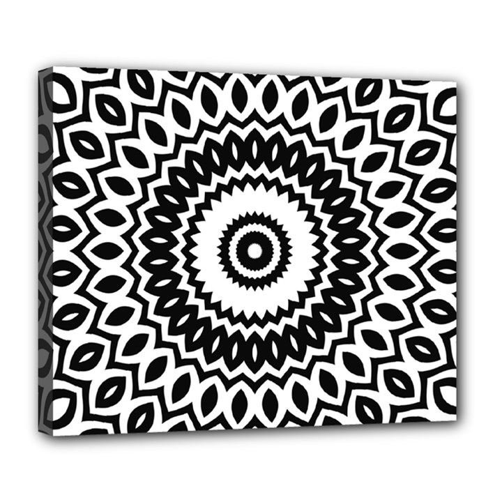 Circular Concentric Radial Symmetry Abstract Deluxe Canvas 24  x 20  (Stretched)