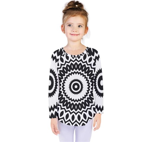 Circular Concentric Radial Symmetry Abstract Kids  Long Sleeve T-shirt by Proyonanggan