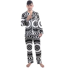 Circular Concentric Radial Symmetry Abstract Men s Long Sleeve Satin Pajamas Set by Proyonanggan