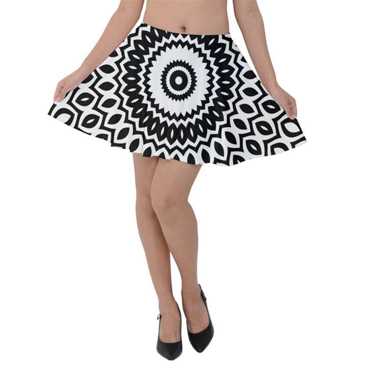 Circular Concentric Radial Symmetry Abstract Velvet Skater Skirt