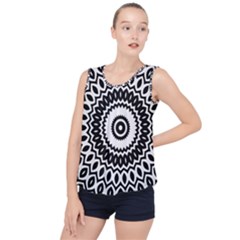 Circular Concentric Radial Symmetry Abstract Bubble Hem Chiffon Tank Top